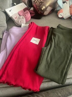 Old Navy Kids Ribbed Leggings Set — Lavender, Bright Pink, Olive